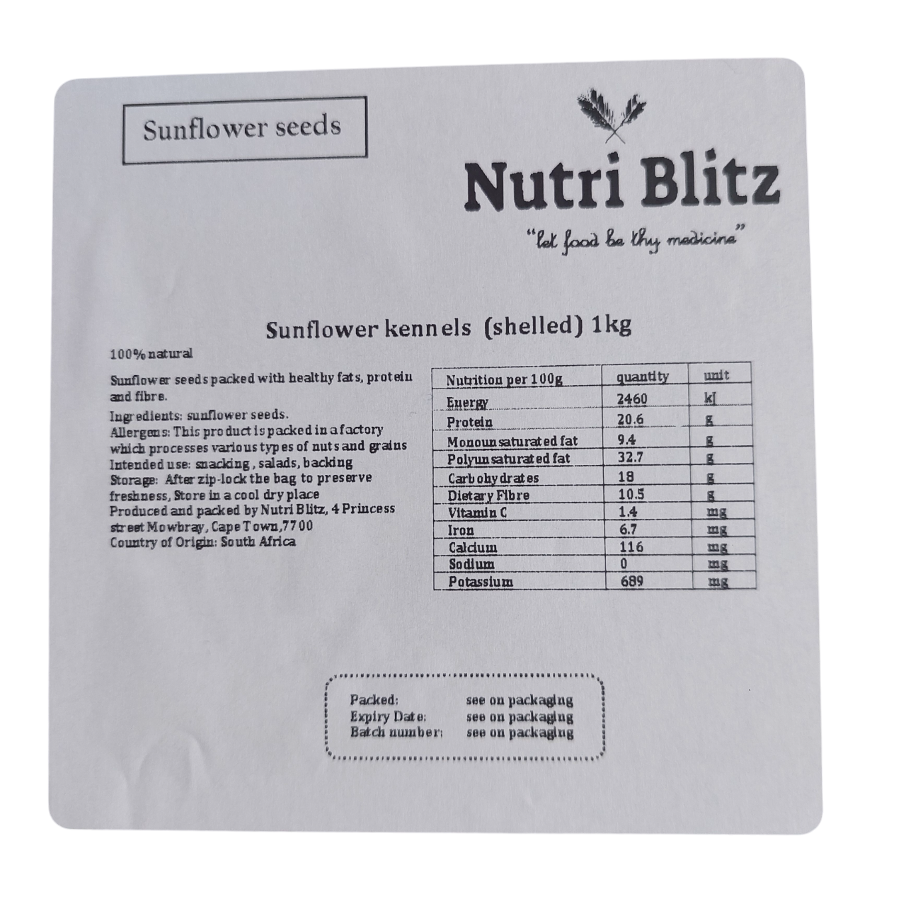 Sunflower seeds-Hulled